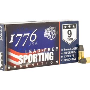 1776 USA 1776009090 9mm Luger Ammo 90 Grain Lead-Free Handgun Ammo - 50 Rounds - 148355