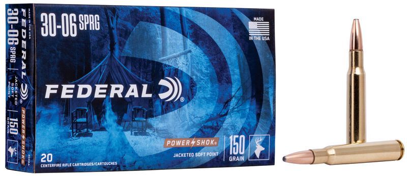 Federal Ammunition Power-Shok Rifle 30-06 Springfield 150 Grain Ammo Rifle Ammo - 200 Rounds - 3006A