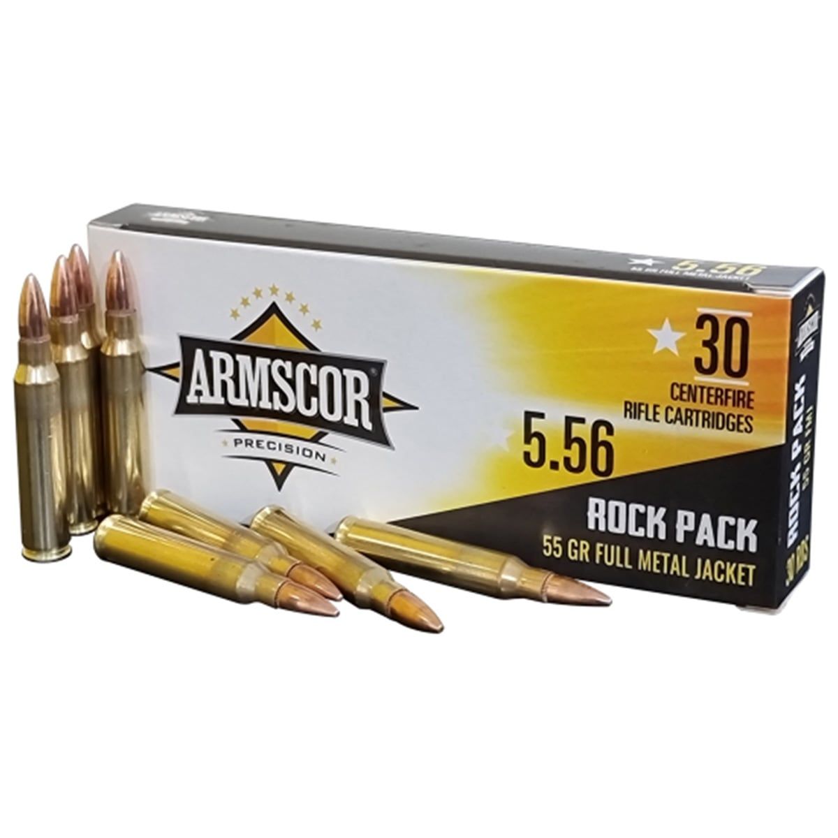 Armscor 50113 5.56 NATO 55 Grain FMJ Rock Pack Ammo - 300 round case Rifle Ammo - 30 Rounds