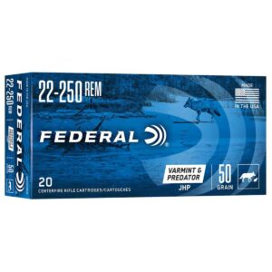 Federal AE22250G American Eagle Varmint & Predator 22-250 Rem 50 gr Jacket Hollow Point Rifle Ammo - 20 Rounds - AE22250G