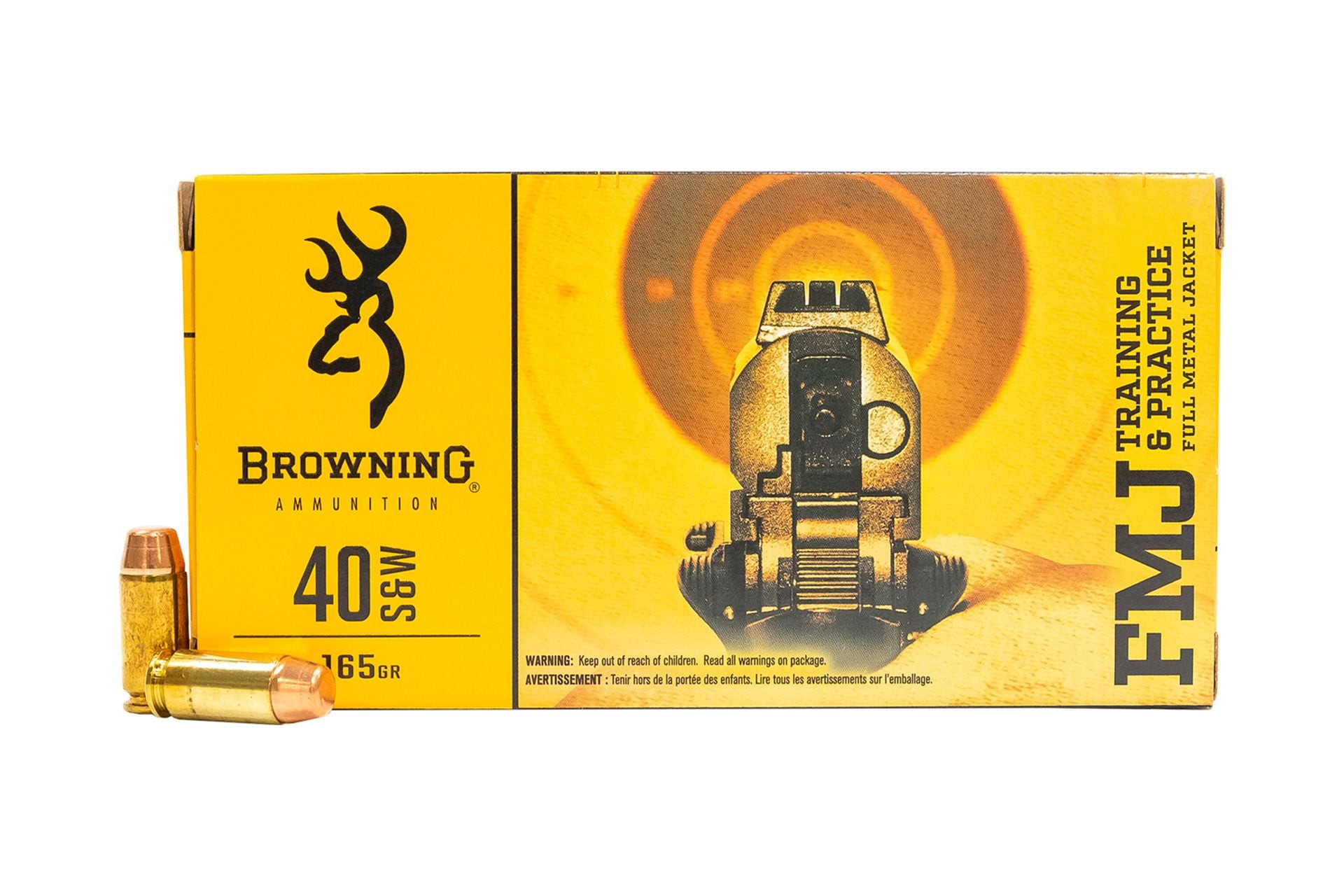 Browning 40 S&W Training & Practice B191800402 165 Grain FMJ Ammo Handgun Ammo - 50 Rounds - B191800402
