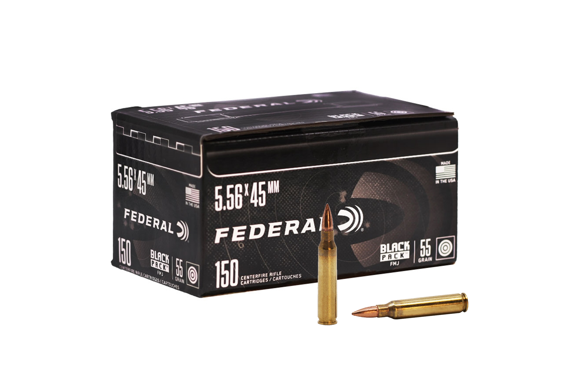 Federal Black Pack 5.56x45MM 55GR FMJ Rifle Ammo - 600 round box - FC193BF