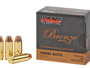 PMC Bronze Ammunition 10MM 170 Grain Jacketed Hollow Point Handgun Ammo - 25 Rounds - PMC10B