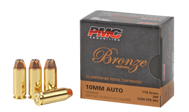 PMC Bronze Ammunition 10MM 170 Grain Jacketed Hollow Point Handgun Ammo - 25 Rounds - PMC10B