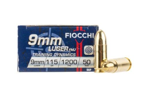 Fiocchi 9AP 9mm Luger 115gr Full Metal Jacket Ammo Handgun Ammo - 50 Rounds - 9AP