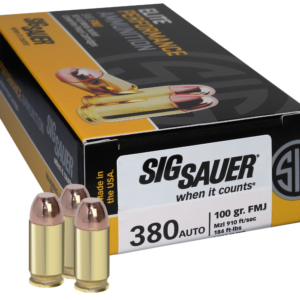 Sig Sauer E380B150 Elite Ball 380 ACP 100 gr Full Metal Jacket (FMJ) Handgun Ammo - 50 Rounds - 96694