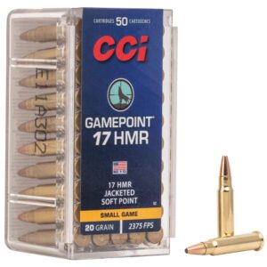 CCI Gamepoint 17HMR 20 Grain Jacketed Soft Point Rimfire Ammo - 50 Rounds - CCI-0052