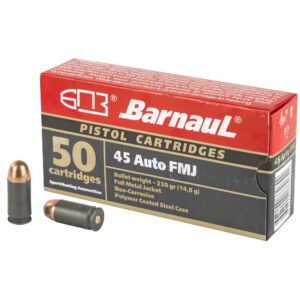 Barnaul Ammunition 45 ACP 230Gr Full Metal Jacket Steel Polycoated Case Handgun Ammo - 50 Rounds - BRN45AUTOFMJ230