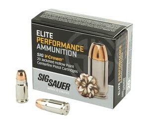 Sig Sauer Elite Performance V-Crown Ammunition 357 Sig 125 Grain Jacketed Hollow Point Handgun Ammo - 20 Rounds - E357S1-20