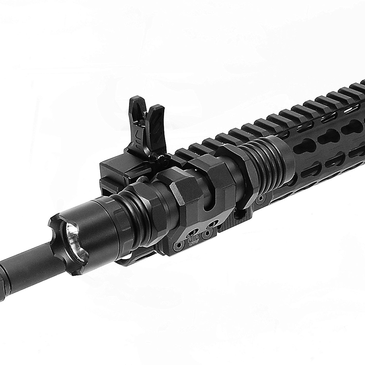 UTG Keymod Offset Flashlight Ring Mount, Matte Black - UTGRG-FL27KC - Image 9