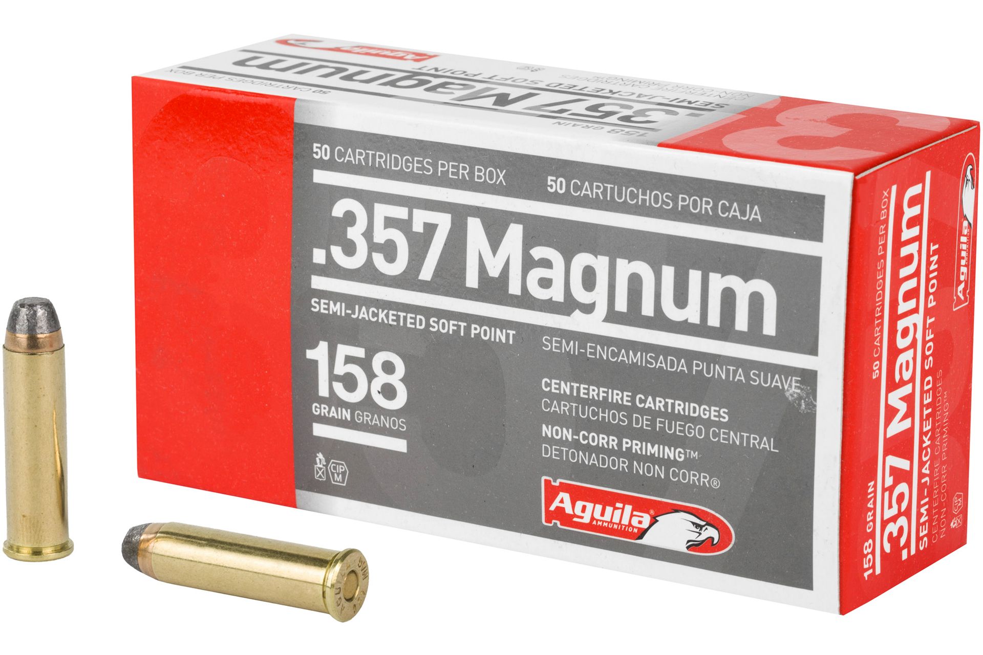 Aguila 1E572823 Pistol 357 Mag 158 gr Semi-Jacketed Soft Point (SJSP) Handgun Ammo - 50 Rounds - 96086