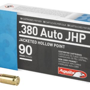 Aguila 1E802112 Pistol 380 ACP 90 gr Jacketed Hollow Point (JHP) Handgun Ammo - 50 Rounds - 102122