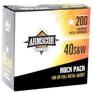 Armscor 50083 Range Rock Pack 40 S&W 180gr FMJ Pistol Ammo - Handgun Ammo - 200 Rounds - 50316R200