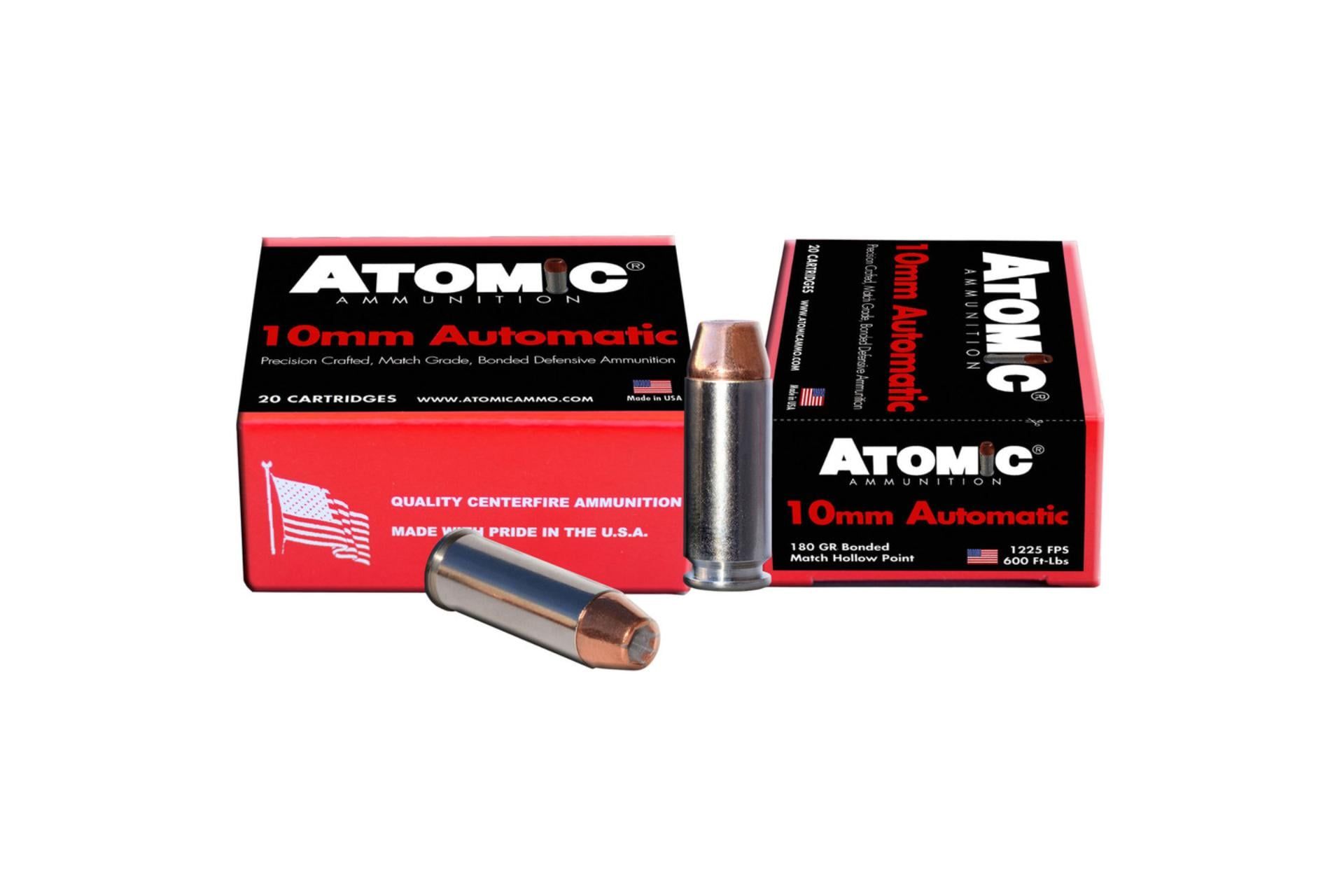 Atomic Ammunition 00457 Pistol 10mm Auto 180 gr Bonded Match Hollow Point Handgun Ammo - 20 Rounds - A00457