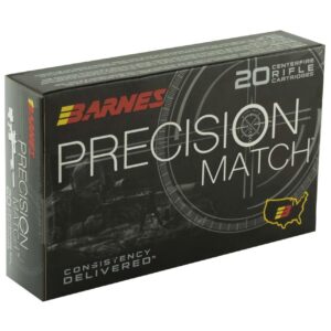 Barnes Bullets 30728 Precision Match 338 Lapua Mag 300 gr OTM Boat Tail Rifle Ammo - 20 Rounds - 30728
