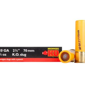 Brenneke USA K.O. Ammunition 20 Gauge 2-3/4" 3/4 oz Rifled Slug Shotgun Ammo - 5 Rounds - A2009827