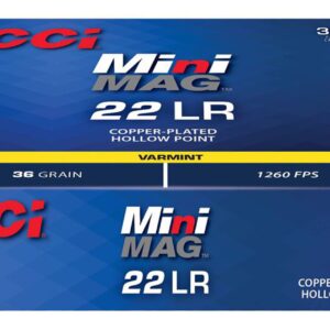 CCI 962 Mini-Mag 22 LR 36 gr 1260 fps Jacketed Hollow Point (JHP) Ammo Rimfire Ammo - 3000 Rounds - 962