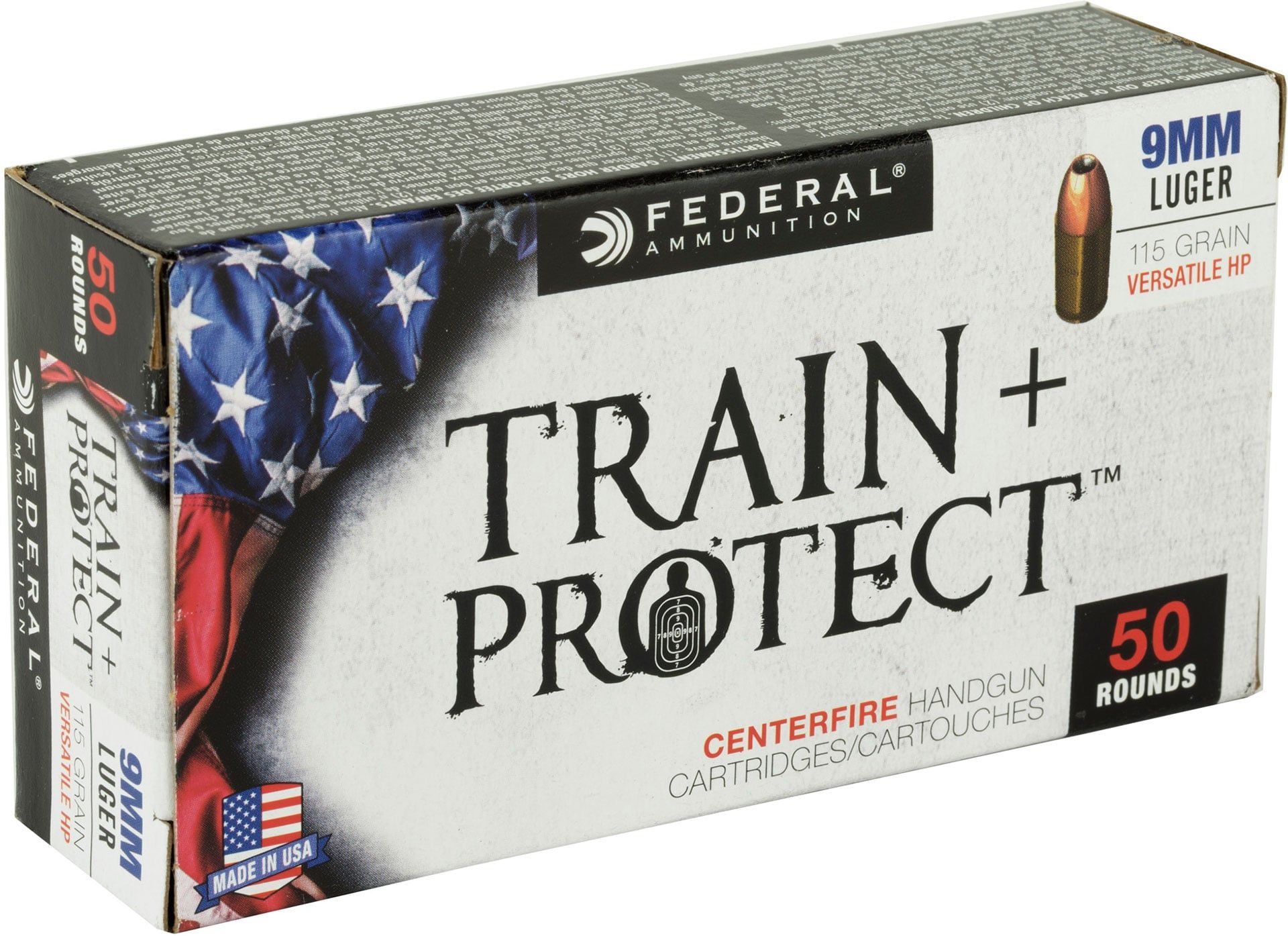 Federal Train & Protect 9MM 115 Grain Versatile Hollow Point Handgun Ammo - 50 Rounds - FETP9VHP1