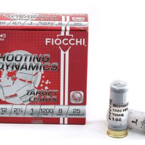 Fiocchi 12SD1H8 Shooting Dynamics Target 12 Gauge 2.75" 1 oz 1165 fps 8 Shot Shotgun Ammo - 250 round case - 12SD1H8