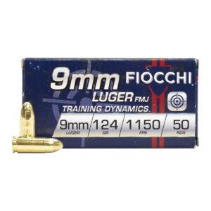 FIOCCHI 9MM LUGER FMJ 124 gr Handgun Ammo - 50 Rounds - 7.62E+11