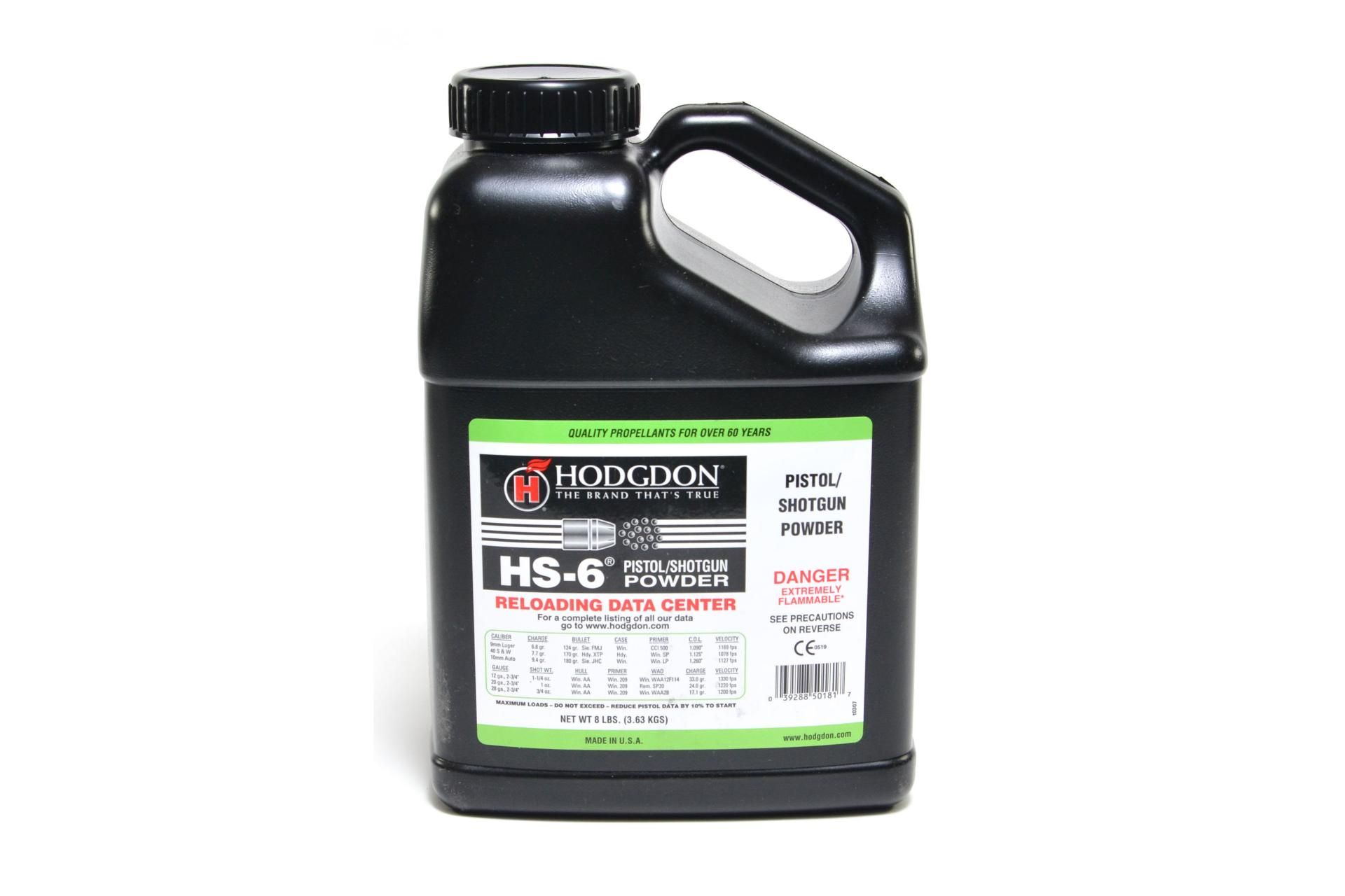 Hodgdon HS-6 Pistol/Shotgun Powder 8 Lbs - HODGDON HS-6 8