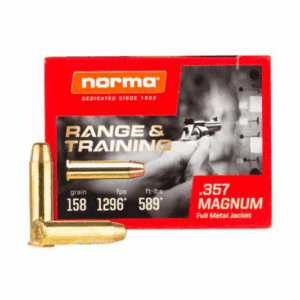 Norma Range Training FMJ .357 Magnum 158 Grain Full Metal Jacket Handgun Ammo - 50 Rounds - 620640050
