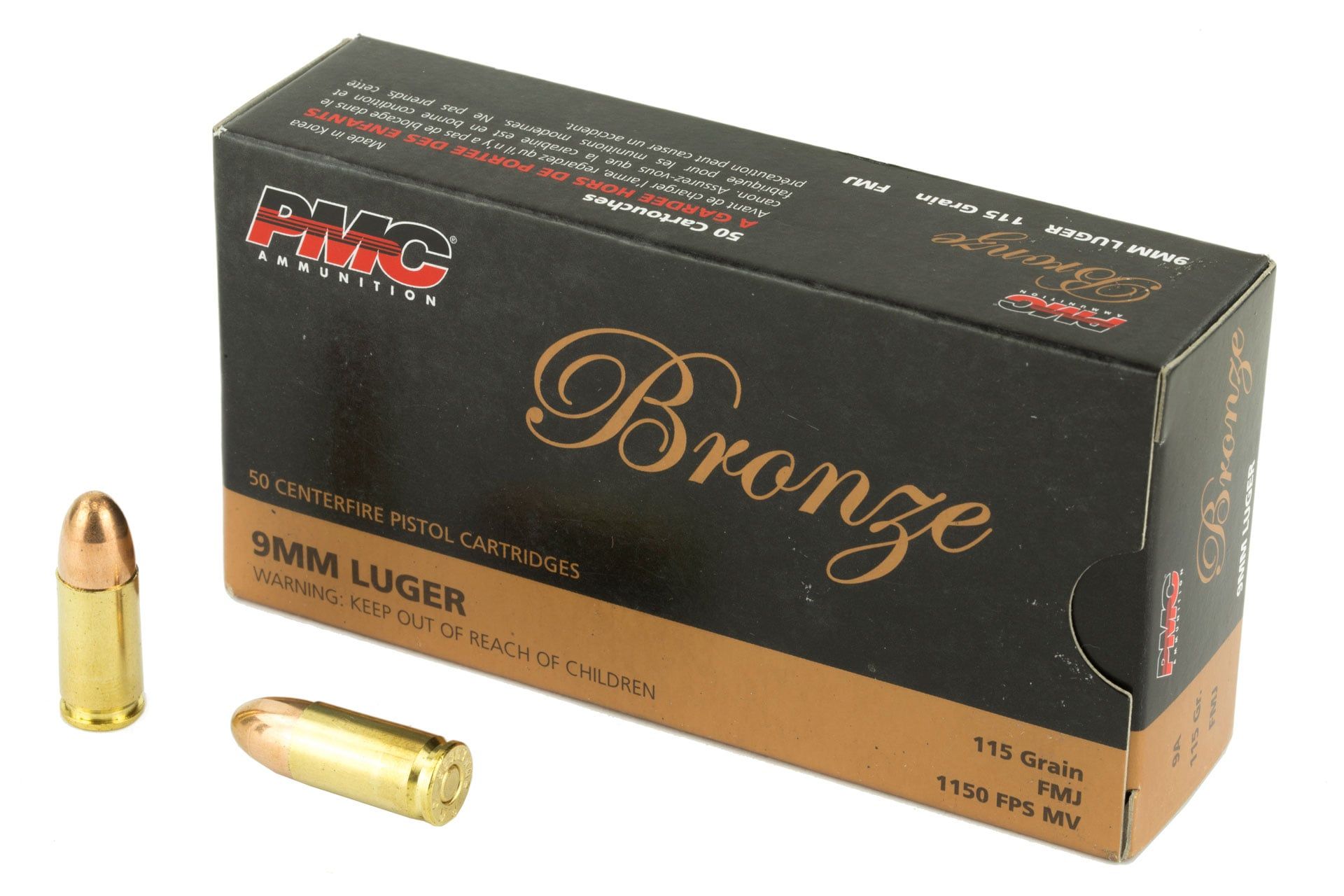PMC BRONZE 9MM 115 GRAIN FULL METAL JACKET Handgun Ammo - 50 Rounds - 7.42E+11