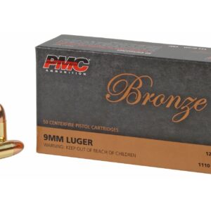 PMC 9G Bronze 9mm Luger Ammo 124 Grain Full Metal Jacket Ammo Handgun Ammo - 50 Rounds - PMC9G