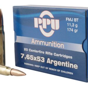 PPU PP7AF Metric Rifle 7.65x53mm Argentine 174 gr Full Metal Jacket Boat Tail Rifle Ammo - 20 Rounds - PP7AF