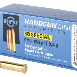 PPU PPH38SF Handgun 38 Special 130 gr Full Metal Jacket (FMJ) Handgun Ammo - 50 Rounds - PPH38SF
