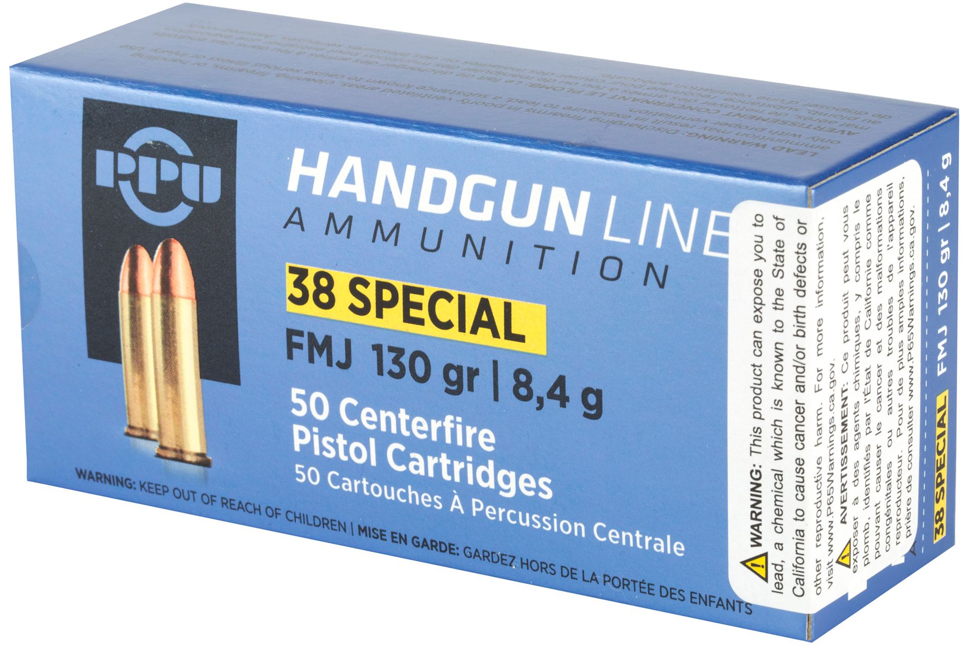 PPU PPH38SF Handgun 38 Special 130 gr Full Metal Jacket (FMJ) Handgun Ammo - 50 Rounds - PPH38SF - Image 2