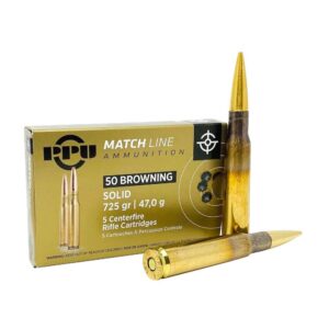 PPU PPM50 Match 50 BMG 725 gr Full Metal Jacket Rifle Ammo - 5 Rounds - PPM50