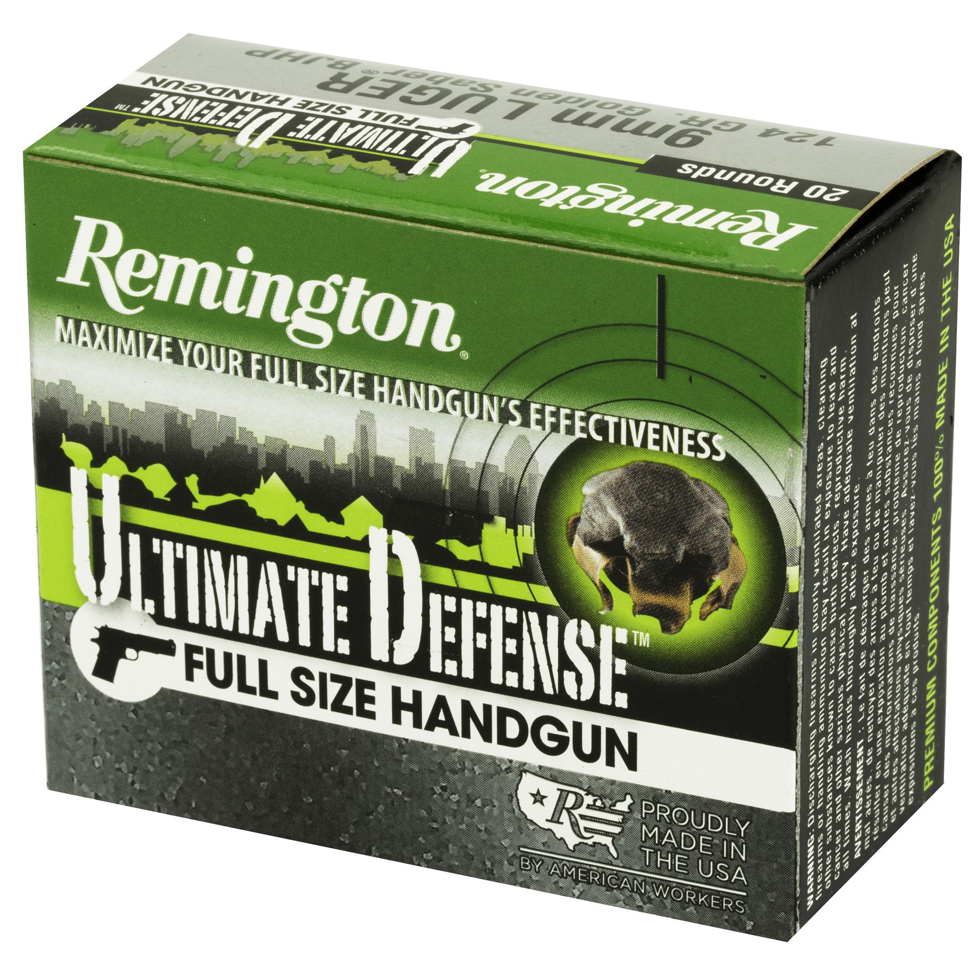 Remington Ultimate Defense 9MM 124 Grain Brass Jacketed Hollow Point Handgun Ammo - 20 Rounds - REM28935 - Image 3