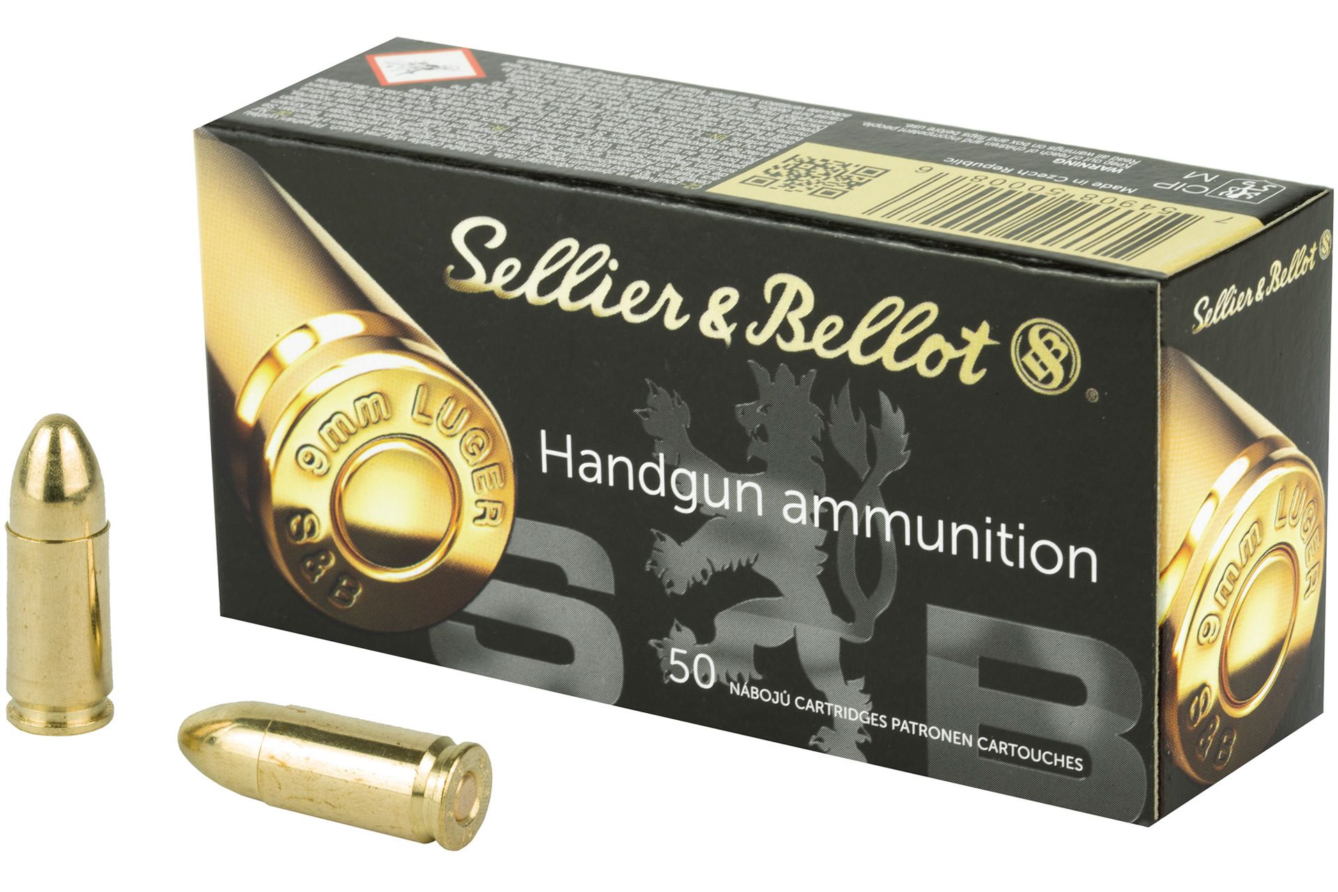 Sellier & Bellot Pistol 9MM 115 Grain Full Metal Jacket Handgun Ammo - 50 Rounds - SB9A