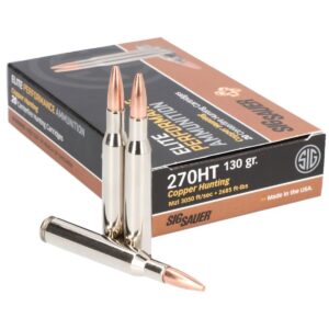 SIG Sauer Ammo 270 Win 130Gr Elite Series Copper Solid Copper Projectile Rifle Ammo - 20 Rounds - E270H1-20