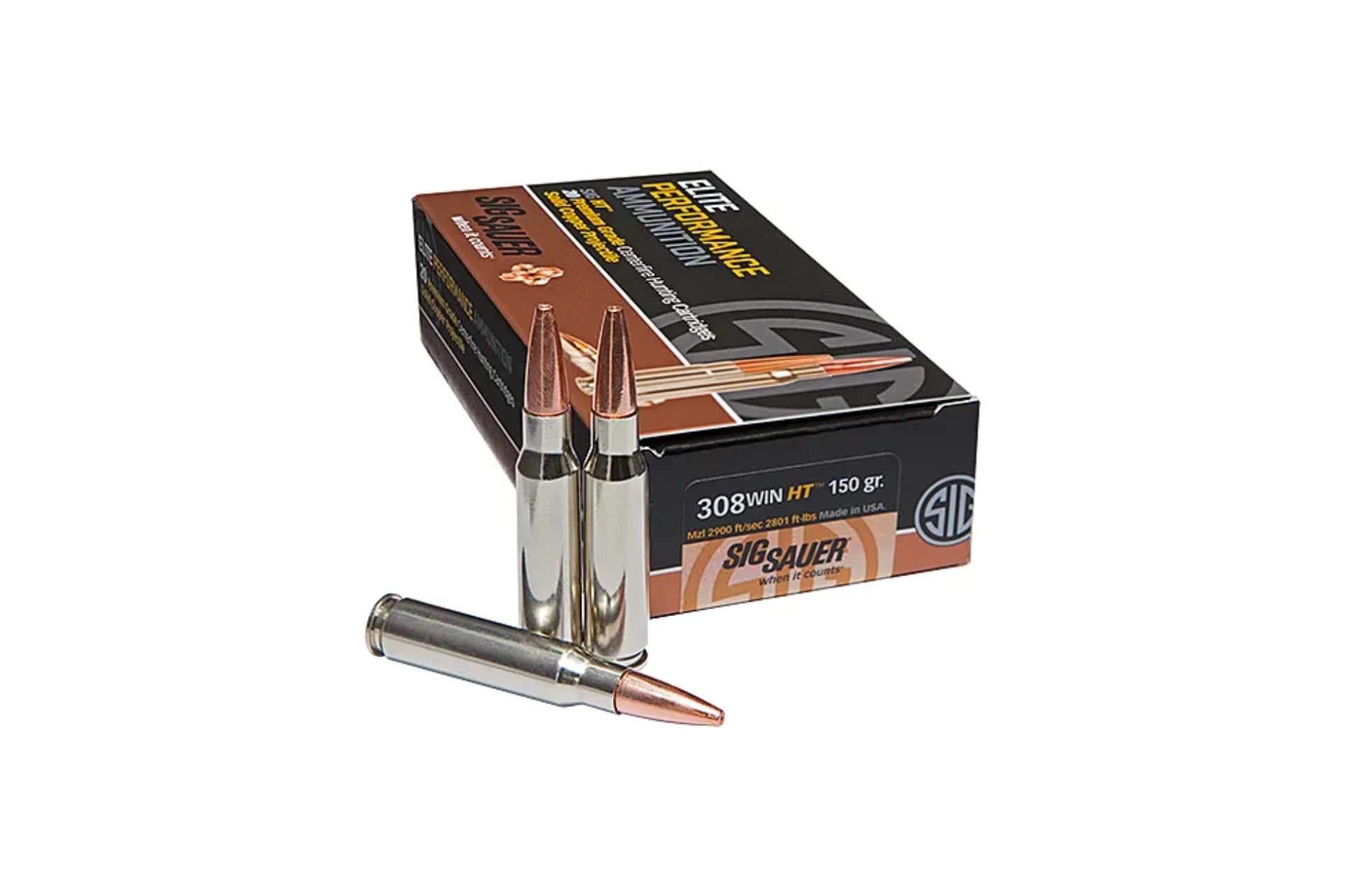 Sig Sauer E308H120 Elite Copper Hunting 308 Win 150 gr Jacketed Hollow Point (JHP) Rifle Ammo - 20 Rounds - 23485