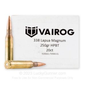 Vairog - 338 Lapua Mag - 250 Grain - Solid Copper Rifle Ammo - 20 Rounds - CR-338-SC-20