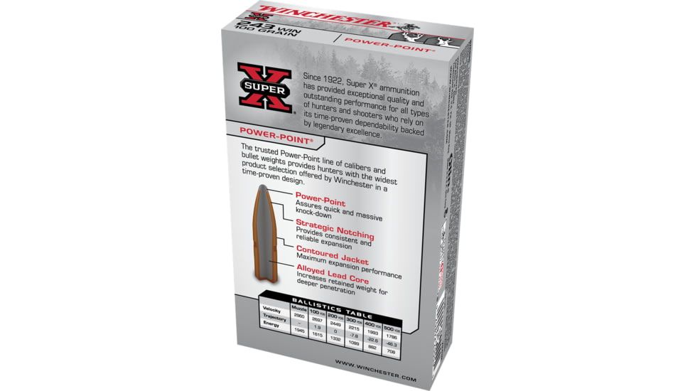 Winchester X2432 Power Point 243 Win. 100gr Rifle Ammo - 20 Rounds - 20892200043 - Image 5