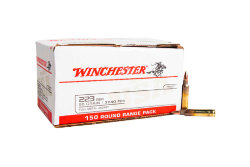 Winchester USA .223 Ammo 55 Grain FMJ USA White Box Rifle Ammo - 150 Rounds - W223150